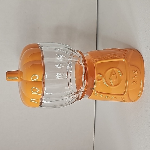 Halloween Candy Dish Orange & Clear Pumpkin Faux Gumball Machine Removable Top - Picture 11 of 11